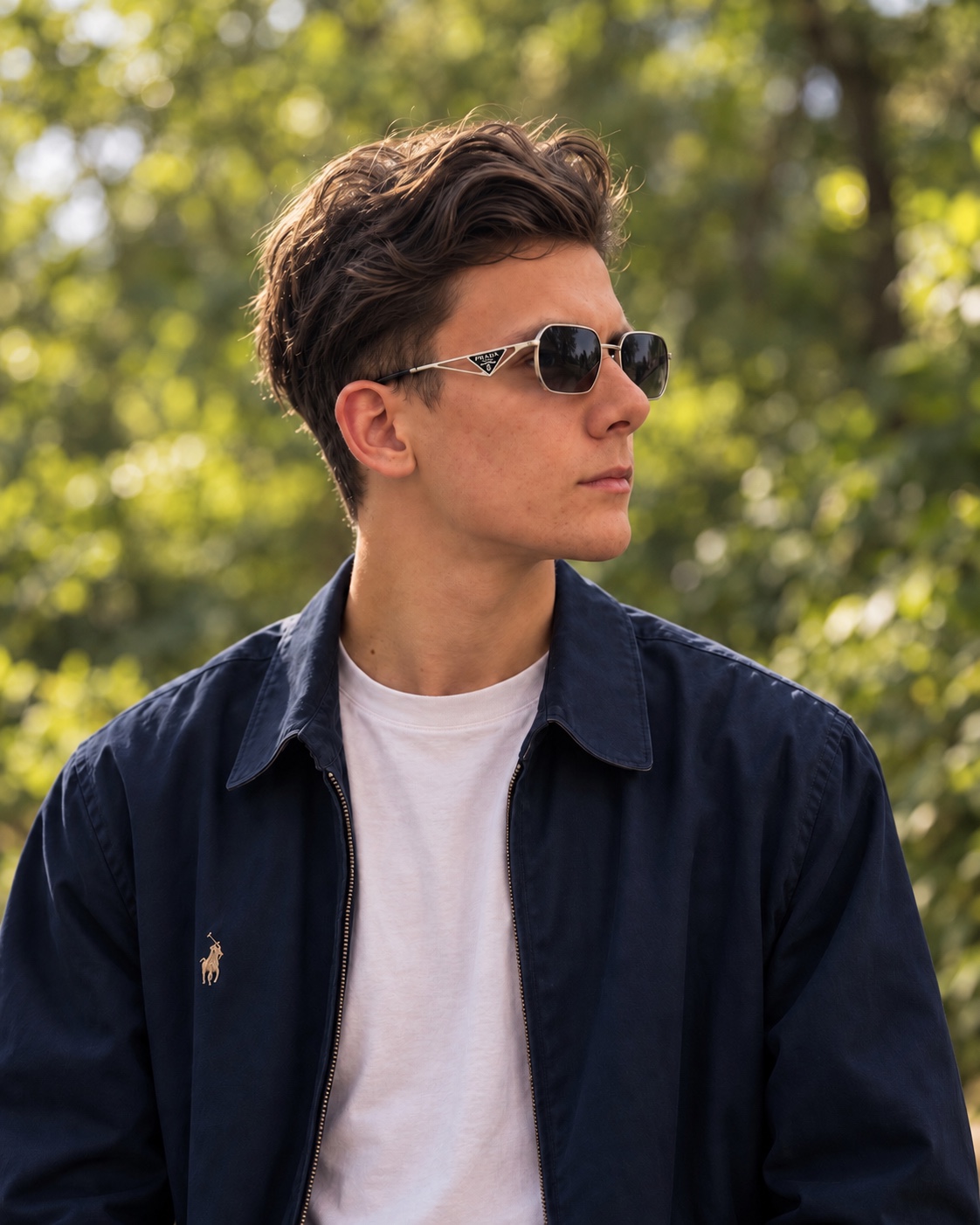 Nils Oliver Bühler mit Sonnenbrille und dunkelblauer Jacke im Grünen